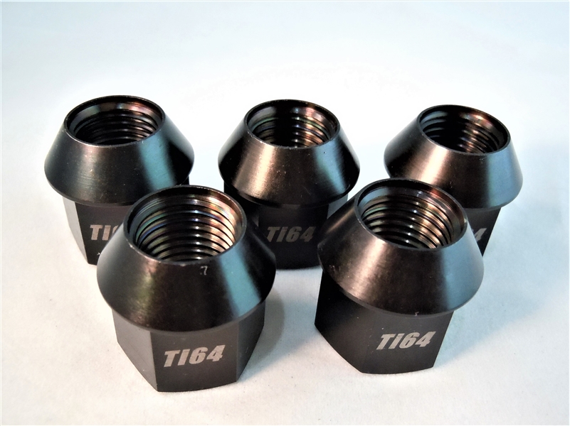 Ti64 Grade 5 Titanium M14 1 5 Lug Nuts Black Pvd Coated 5 Pack