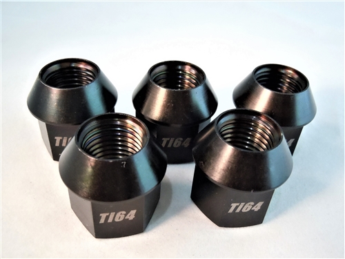 M14-1.5 Lug Nuts, Black PVD Coated, 5  Pack