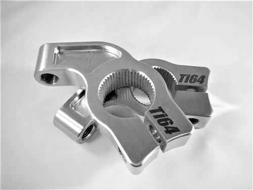 Polished Billet Titanium Sprint Car Torsion Stop, 1.75" offset, 1-1/8" spline